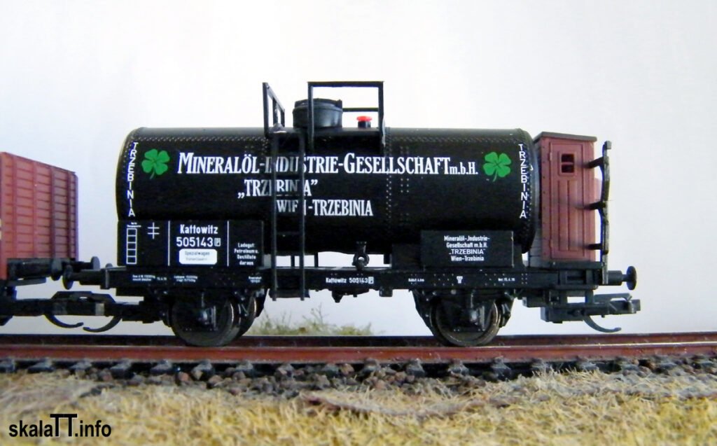 Model cysterny Mineralöl-Industrie-Gesellschaft Wien-Trzebinia – KPEV Kattowizt 505143. Epoka I; Tillig – nr. kat. 95856.