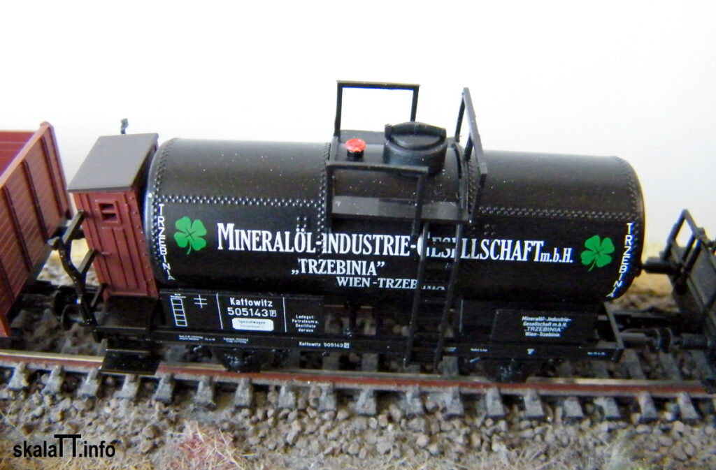 Model cysterny Mineralöl-Industrie-Gesellschaft Wien-Trzebinia – KPEV Kattowizt 505143. Epoka I; Tillig – nr. kat. 95856.